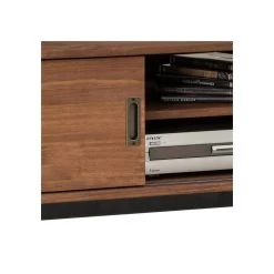 Meuble TV SELMA 2 Portes Coulissantes Teinté Brun Foncé