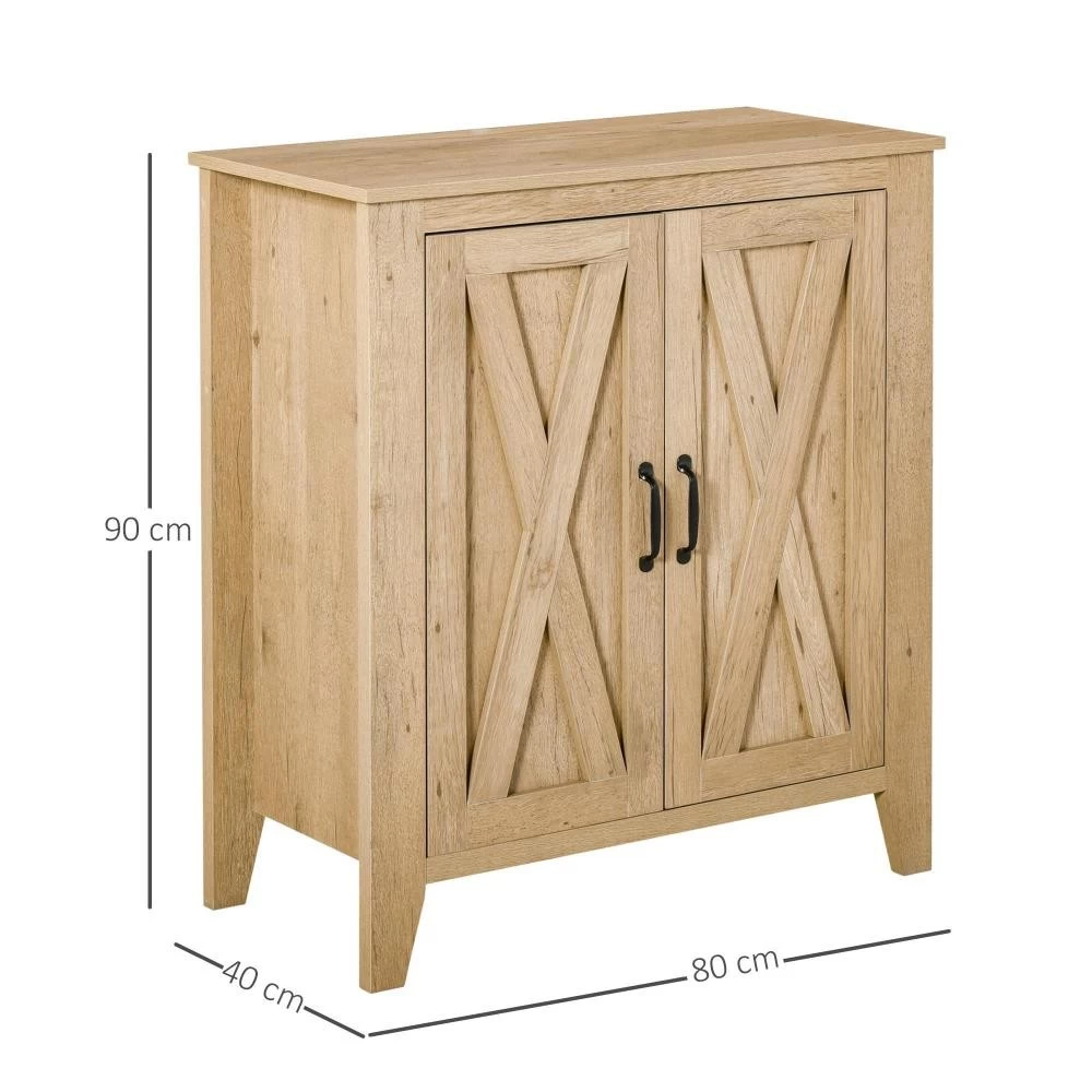 Buffet 2 Portes Style Rural Chic Placard Avec étagère MDF Aspect Bois Clair 8 Buffet 2 Portes Style Rural Chic Placard Avec étagère MDF Aspect Bois Clair – Image 8