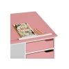 Bureau Enfant EMMA En Pin Massif 4 Tiroirs Et Plateau Inclinable Lasuré Blanc Et Rose