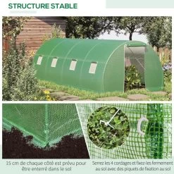 Serre De Jardin Tunnel 18 M² Dim. 6L X 3l X 2H M - 8 Fenêtres, Porte Zippée Enroulable - Châssis Tubulaire Acier Galvanisé, Bâche PE Haute Densité Vert -Vous ne pouvez pas battre les meubles. 0ba435d5c8afe18011700555a0304673 none 2e5515b2b012a98ce6ee584049bbcc08 2e5515b