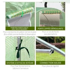 Serre De Jardin Tunnel 18 M² Dim. 6L X 3l X 2H M - 8 Fenêtres, Porte Zippée Enroulable - Châssis Tubulaire Acier Galvanisé, Bâche PE Haute Densité Vert -Vous ne pouvez pas battre les meubles. 0ba435d5c8afe18011700555a0304673 none f8f782fca2b0ad43b1e3ac7392fba2db f8f782f