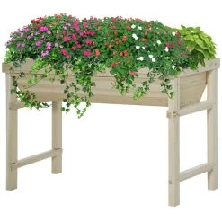 Jardinière Sur Pieds Potager Dim. 108,5L X 60l X 80H Cm Inserts D’irrigation + Feutre De Drainage Inclus Bois Sapin