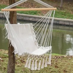 Chaise Suspendue Chaise Hamac De Voyage Portable Assise Dossier Rembourrés Macramé Coton Polyester Beige -Vous ne pouvez pas battre les meubles. 147021ae0b7c492ec6bc6159a4b05496 none 139a01e997a599a3349d078821526698 139a01e