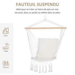 Chaise Suspendue Chaise Hamac De Voyage Portable Assise Dossier Rembourrés Macramé Coton Polyester Beige -Vous ne pouvez pas battre les meubles. 147021ae0b7c492ec6bc6159a4b05496 none 5cb3d491644bdc6aee8b668a04a9ab65 5cb3d49