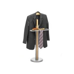 Valet FABIO En Métal Laqué Et MDF Couleur Hêtre