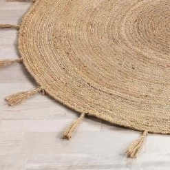 Tapis Rond 120 Cm Jute Sanda Argent