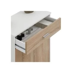 Buffet MONACO En Mélaminé Blanc Mat Et Décor Chêne Sonoma