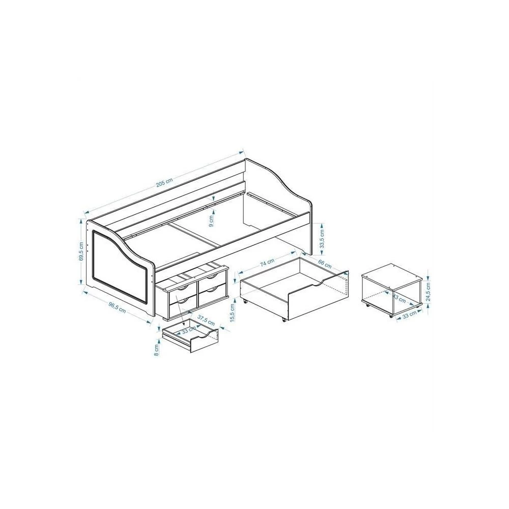 Lit Fonctionnel SENTA En Pin Massif 90 X 200 Cm Lasuré Blanc 5 Lit Fonctionnel SENTA En Pin Massif 90 X 200 Cm Lasuré Blanc – Image 5