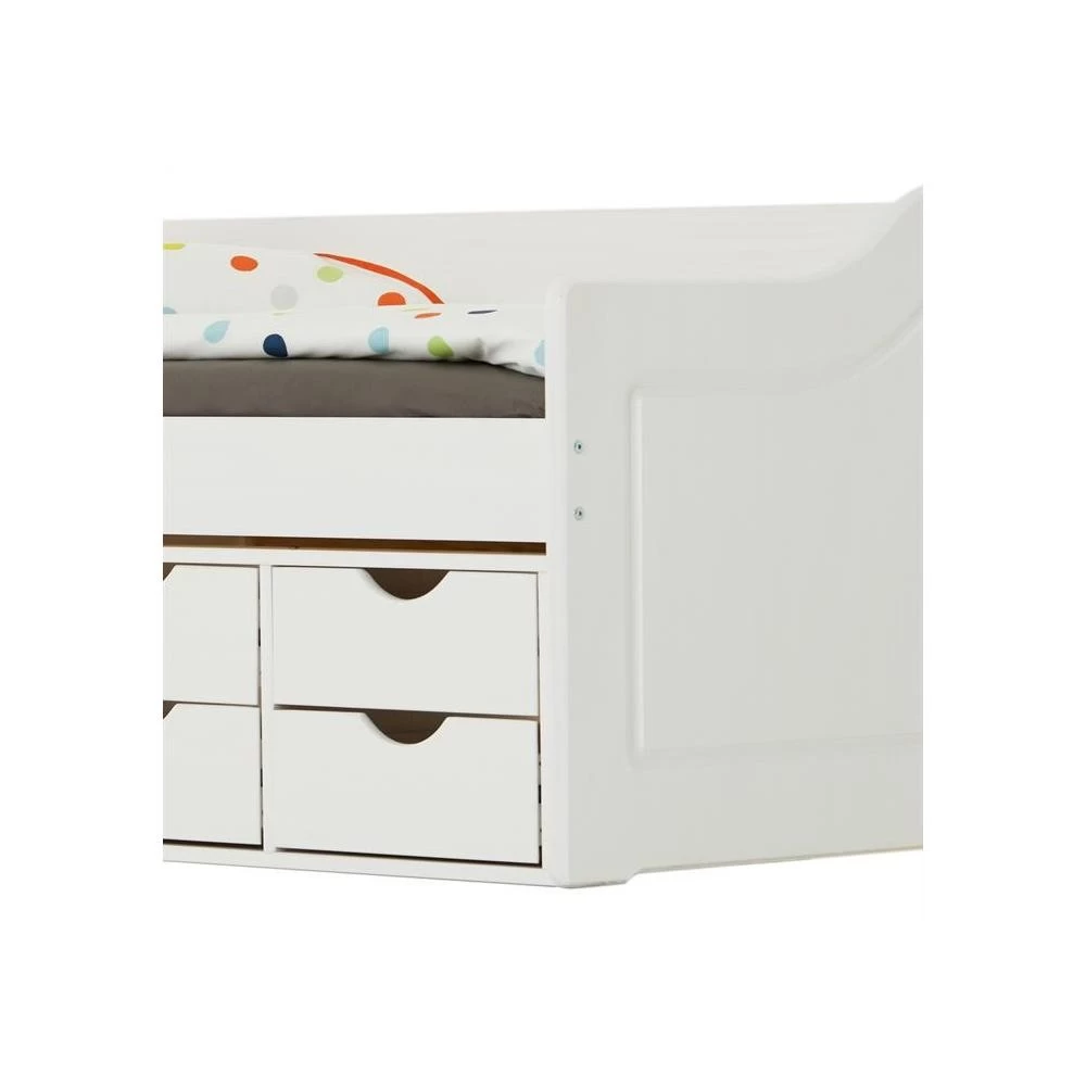 Lit Fonctionnel SENTA En Pin Massif 90 X 200 Cm Lasuré Blanc 4 Lit Fonctionnel SENTA En Pin Massif 90 X 200 Cm Lasuré Blanc – Image 4