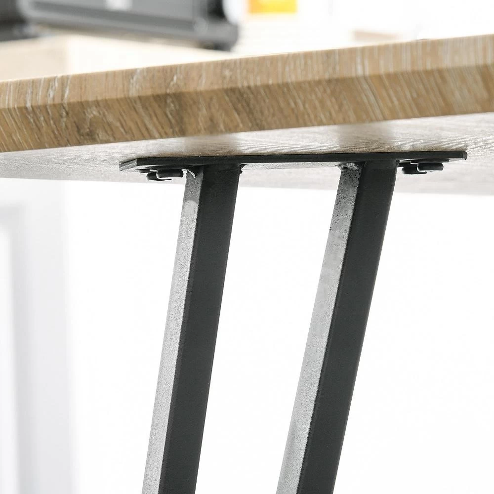 Table à Manger Design Industriel Grand Plateau Dim. 120L X 60l X 75H Cm Pieds Métal Noir En épingles MDF Aspect Chêne Clair 8 Table à Manger Design Industriel Grand Plateau Dim. 120L X 60l X 75H Cm Pieds Métal Noir En épingles MDF Aspect Chêne Clair – Image 8