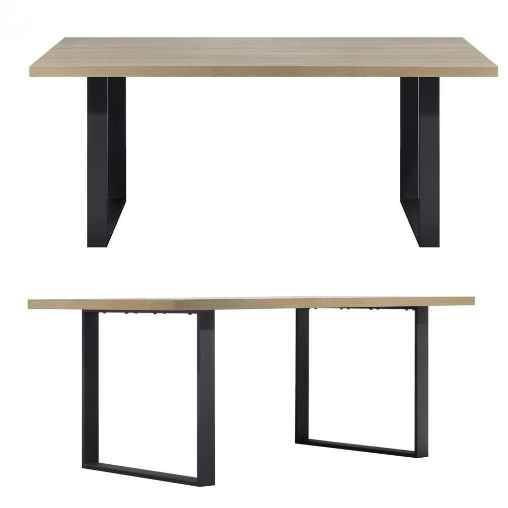 MACON Table De Salle à Manger Plateau Aspect Chêne Pieds Noir180 Cm 3 MACON Table De Salle à Manger Plateau Aspect Chêne Pieds Noir180 Cm – Image 3