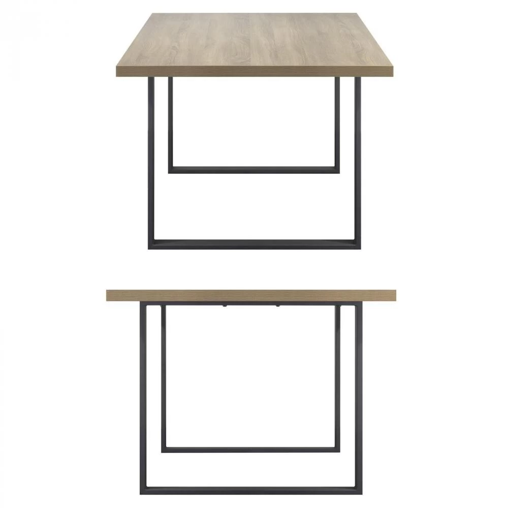 MACON Table De Salle à Manger Plateau Aspect Chêne Pieds Noir180 Cm 5 MACON Table De Salle à Manger Plateau Aspect Chêne Pieds Noir180 Cm – Image 5