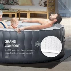 Spa Gonflable Rond 4 Personnes Ø 1,8 X 0,68H M - 108 Buses D'air Hydro-massantes - Fonctions Chauffage Filtration - Liner PVC ABS Gris Blanc -Vous ne pouvez pas battre les meubles. 240d06d45d8295a33ac099d6316fbf0a none 9fdcfc7cc3d8f7b417ed7480d2e69ea6 9fdcfc7