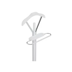 Valet GREGOR En Métal Chromé Et MDF Décor Blanc Mat