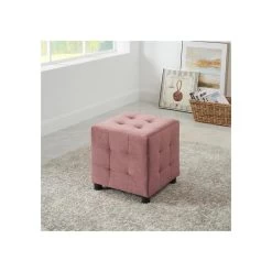 Pouf Cubique BAZAR En Velours Couleur Cuivre