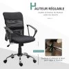 Fauteuil De Bureau Chaise De Bureau Réglable Pivotant 360° Fonction à Bascule Lin Maille Résille Respirante Noir