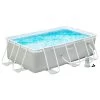 Piscine Tubulaire Hors Sol Rectangulaire Avec Filtre Dim. 340L X 215l X 80H Cm Acier PVC Gris Clair