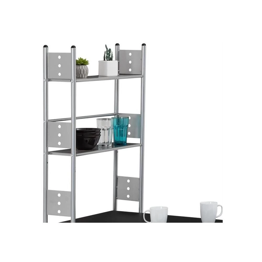 Ensemble Table De Cuisine Pliable Avec étagères Et 2 Chaises JONATHAN Noir 1 Ensemble Table De Cuisine Pliable Avec étagères Et 2 Chaises JONATHAN Noir