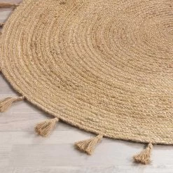 Tapis Rond 120 Cm Jute Sanda Or