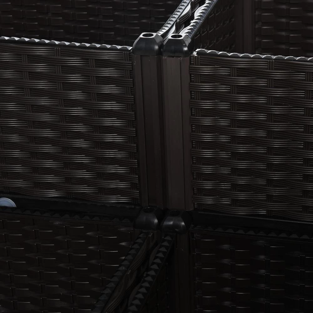 Jardinière Sur Pieds Carré Potager 2 étages Dim. 80L X 80l X 44H Cm Insert D'irrigation Plastique Imitation Rotin Tressé Chocolat 2 Jardinière Sur Pieds Carré Potager 2 étages Dim. 80L X 80l X 44H Cm Insert D'irrigation Plastique Imitation Rotin Tressé Chocolat – Image 2