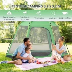 Tente De Camping Familiale 6 Personnes Montage Instantanée Pop-up 4 Fenêtres 2 Portes Dim. 320L X 320l X 176H Cm Fibre Verre Polyester Vert Gris 15 Tente De Camping Familiale 6 Personnes Montage Instantanée Pop-up 4 Fenêtres 2 Portes Dim. 320L X 320l X 176H Cm Fibre Verre Polyester Vert Gris -Vous ne pouvez pas battre les meubles. 2e380fc5755eb09ce89505150d9361f3 none ebfe161d7d34bdae821820adef2857ff ebfe161