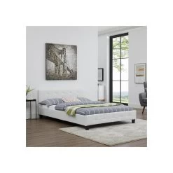 Lit Double MATHIEU 140 X 190 Cm Capitonné Avec Sommier Revêtement Synthétique Blanc -Vous ne pouvez pas battre les meubles. 2f7b921a4cffe3f04ad3d75f18c095f9 none cd0b8bb42420eb1f909729c5c7f268e1 cd0b8bb