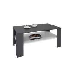 Table Basse LORIENT En Mélaminé Gris Et Blanc Mat