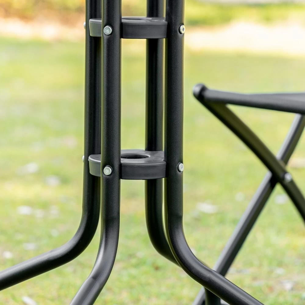 Salon De Jardin Bistro 2 Chaises Pliables - Table Ronde Dim. Ø60 X 70H Cm - Plateau Verre Trempé Métal époxy Textilène Noir 4 Salon De Jardin Bistro 2 Chaises Pliables - Table Ronde Dim. Ø60 X 70H Cm - Plateau Verre Trempé Métal époxy Textilène Noir – Image 4