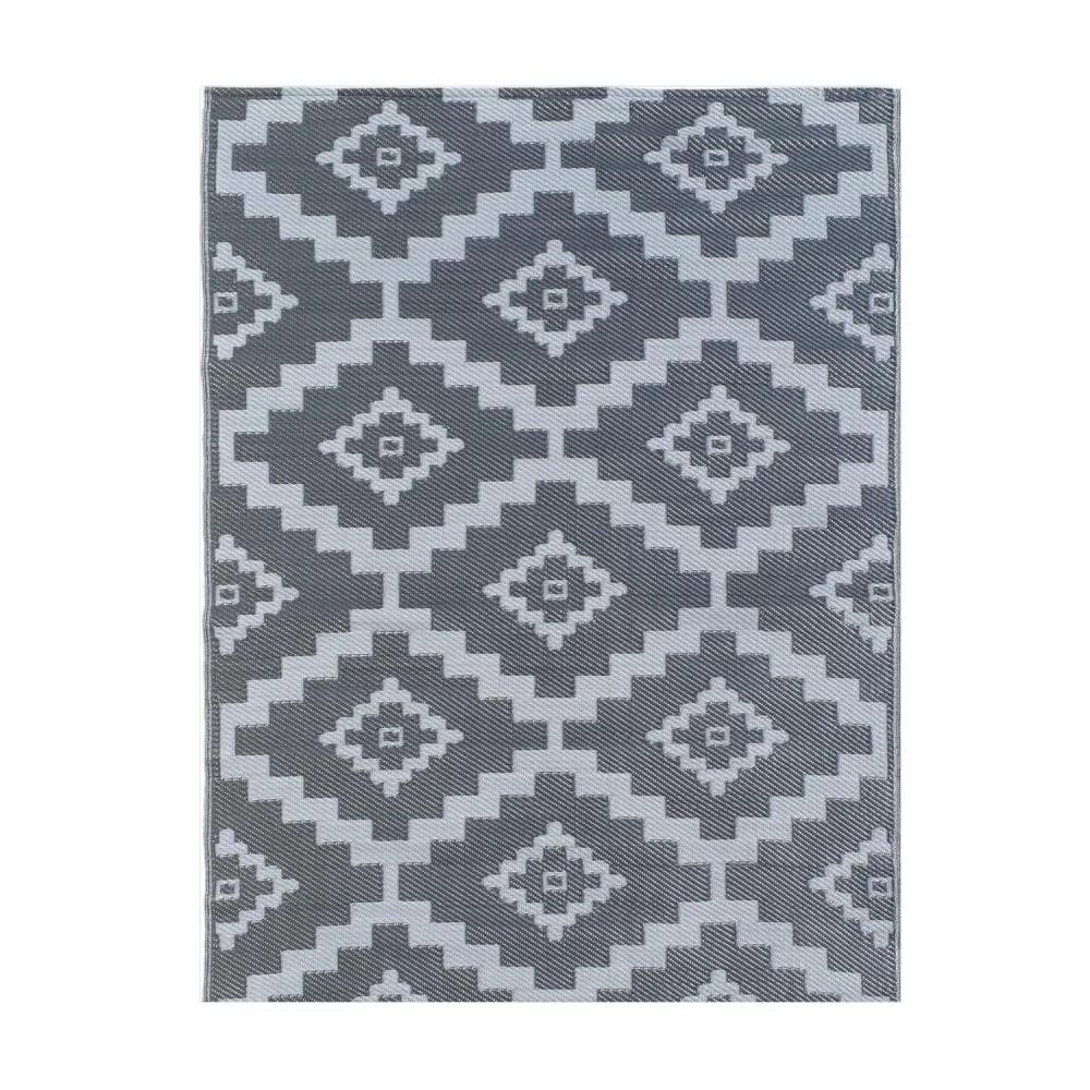 Tapis D'extérieur En Plastique Tressé - 150x220cm - Gris - Réversible - 100% Polypropylène - 400gr / M2 - AJACCIO 3 Tapis D'extérieur En Plastique Tressé - 150x220cm - Gris - Réversible - 100% Polypropylène - 400gr / M2 - AJACCIO – Image 3