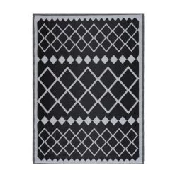 Tapis D'extérieur En Plastique Tressé - 120x160cm - Noir - Réversible - 100% Polypropylène - 400gr / M2 - AGADIR
