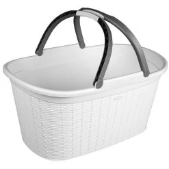 Panière à Linge 35 L Blanche Effet Osier