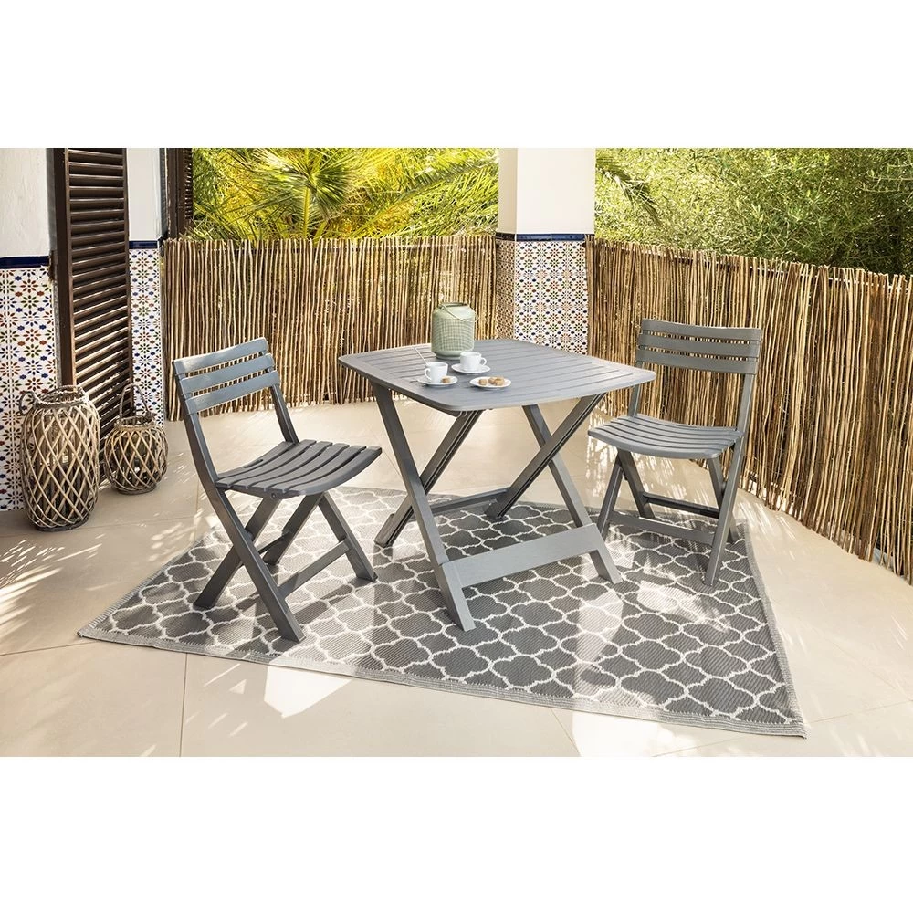Table De Jardin 2 Personnes Pliante Plastique Gris Relax 2 Table De Jardin 2 Personnes Pliante Plastique Gris Relax – Image 2