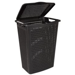 Panier à Linge Avec Poignées Et Couvercle Design Rotin Noir 50 L -Vous ne pouvez pas battre les meubles. 357232 morePictures 2