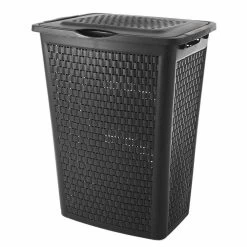 Panier à Linge Avec Poignées Et Couvercle Design Rotin Noir 50 L -Vous ne pouvez pas battre les meubles. 357232 morePictures 3