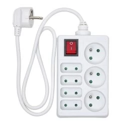 Bloc Multiprise Blanc Interrupteur 7 Prises