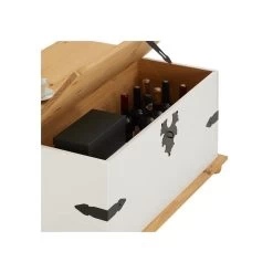 Table Basse Coffre En Pin TEQUILA Style Mexicain Avec 5 Tiroirs Lasuré Blanc Et Brun