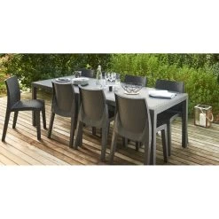 Table Rectangulaire Résine 10 Personnes Gris -Vous ne pouvez pas battre les meubles. 374767