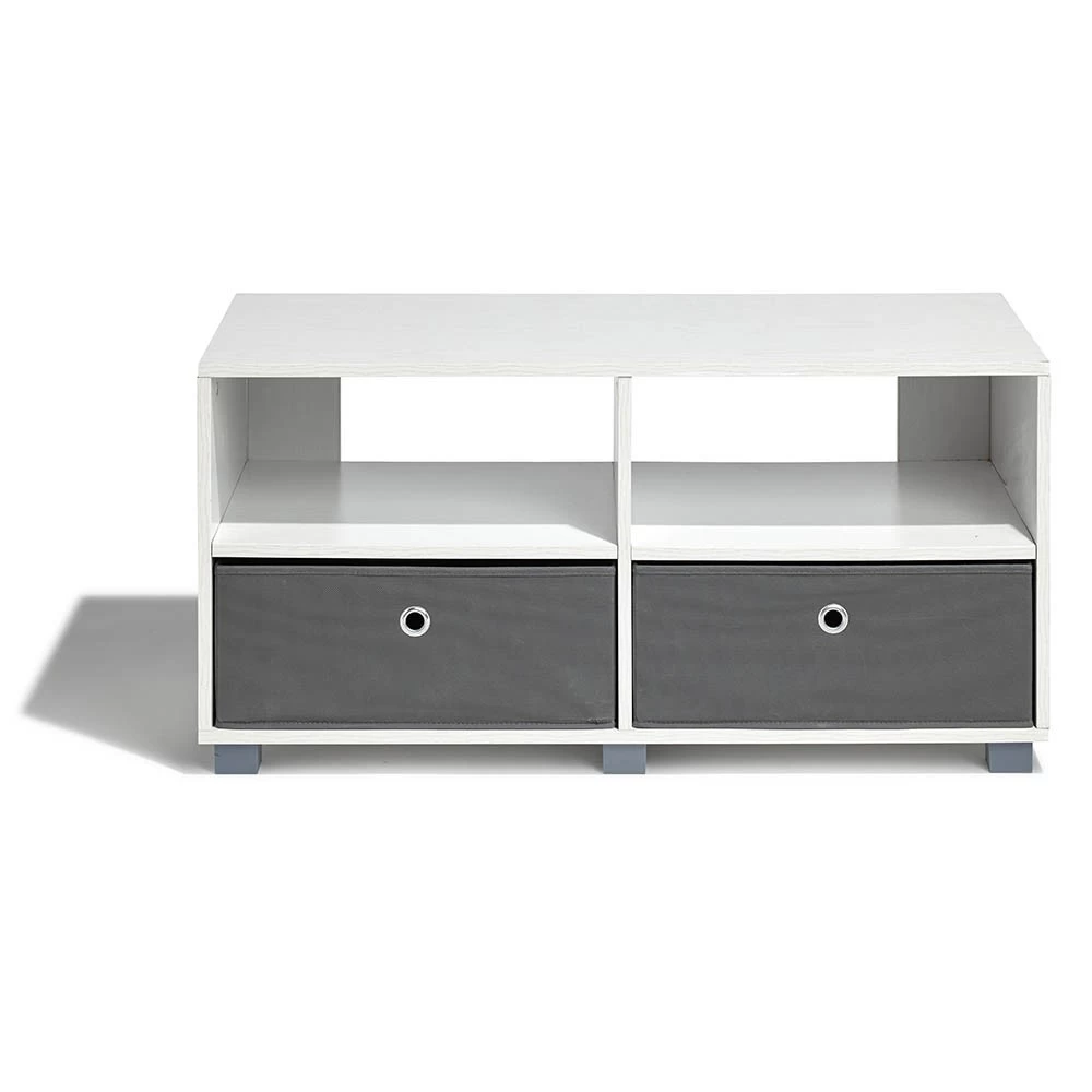 Meuble TV Utah Blanc 2 Tiroirs Et 2 Niches 1 Meuble TV Utah Blanc 2 Tiroirs Et 2 Niches