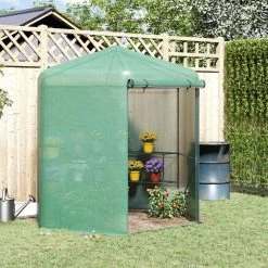 Serre De Jardin Hexagonale Avec 6 étagères - Dim. 2,25L X 1,94l X 2,15H M Porte Enroulable Zippée Acier Thermolaqué PE Haute Densité Vert -Vous ne pouvez pas battre les meubles. 3c2f90a42d6c486fa7b799c0ce587c2f none 8c8aaeff8e0b71f43ff91c76f942836e 8c8aaef