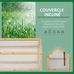 Mini Serre De Jardin Serre à Tomates Dim. 90L X 52l X 49,5H Cm Toit Ouvrable Panneaux De Polycarbonate Bois Sapin Pré-huilé