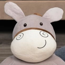 Fauteuil Enfant à¢ne Dim. 60L X 55l X 60H Cm Garnissage Moelleux Coton Revêtement Velours Gris Crème