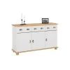 Buffet COLMAR En Pin Massif 3 Tiroirs Et 3 Portes Lasuré Blanc Et Brun