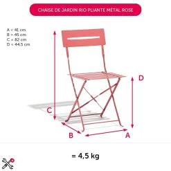 Chaise De Jardin Rio Pliante Métal Rose -Vous ne pouvez pas battre les meubles. 405274 morePictures 02
