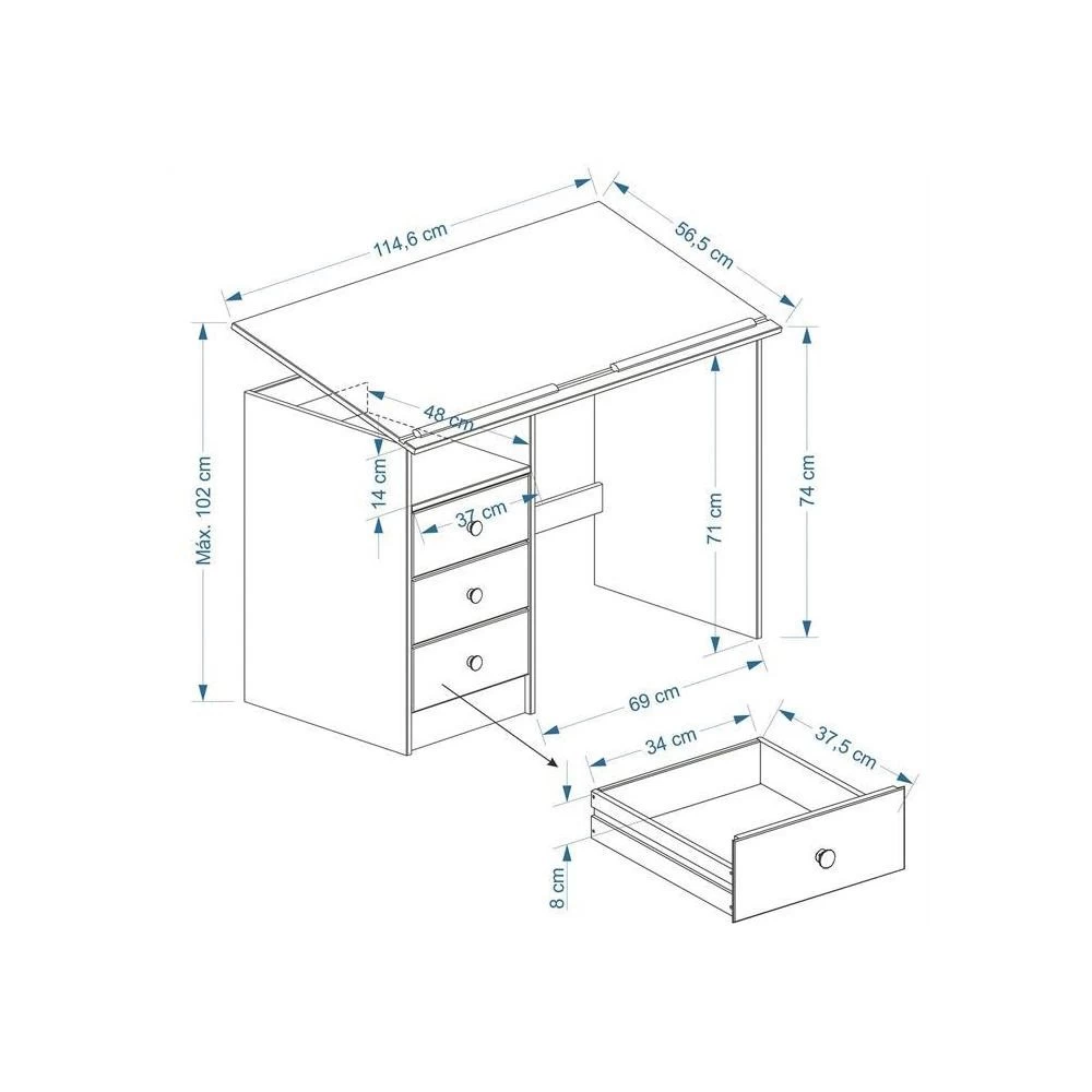 Bureau Enfant KEVIN En Pin Massif 3 Tiroirs Et Plateau Inclinable Lasuré Blanc Et Rose 2 Bureau Enfant KEVIN En Pin Massif 3 Tiroirs Et Plateau Inclinable Lasuré Blanc Et Rose – Image 2