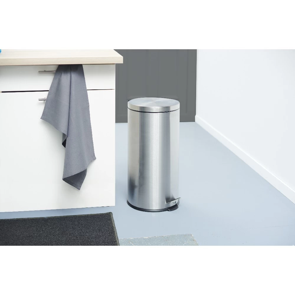 Poubelle Grise à Pédale Ronde 30 L 1 Poubelle Grise à Pédale Ronde 30 L