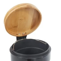 Poubelle Salle De Bain Noire Avec Couvercle Bambou -Vous ne pouvez pas battre les meubles. 407062 morePictures 3