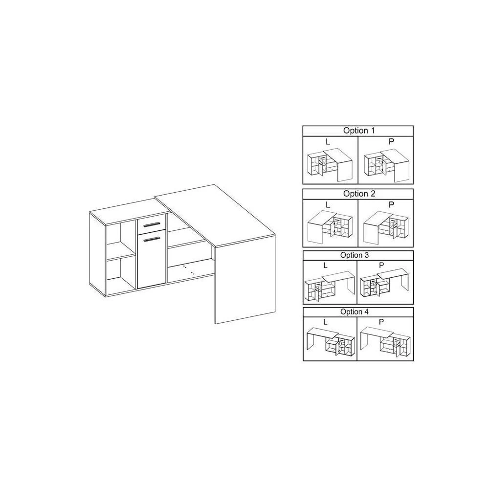 Bureau D'angle CARMEN Avec Meuble De Rangement Décor Chêne Sauvage Et Béton Foncé 6 Bureau D'angle CARMEN Avec Meuble De Rangement Décor Chêne Sauvage Et Béton Foncé – Image 6