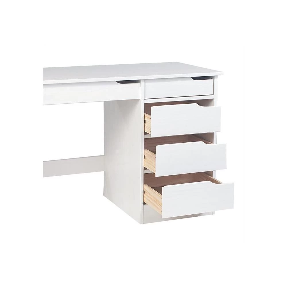 Bureau En Pin Massif HUGO Lasuré Blanc 2 Bureau En Pin Massif HUGO Lasuré Blanc – Image 2