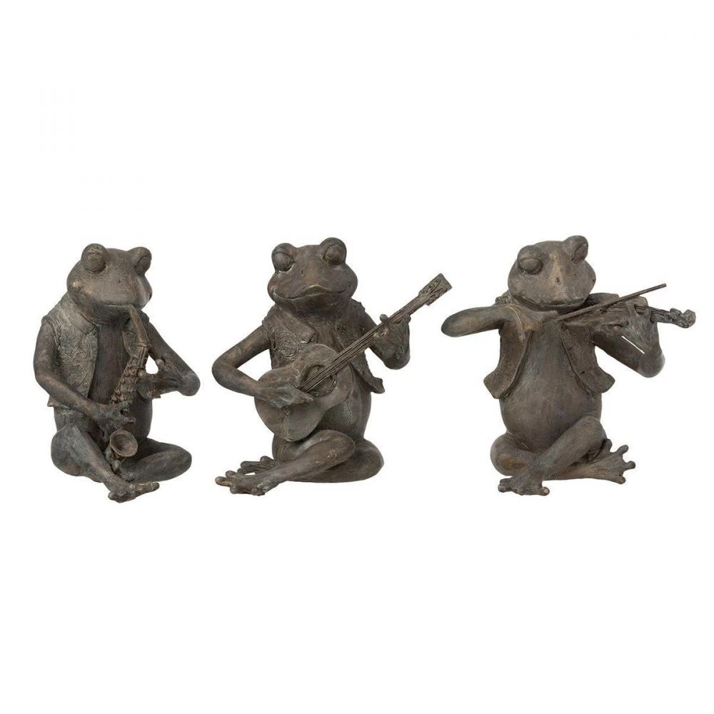 Figurine Grenouille Musique Assise Résine Large X3 3 Figurine Grenouille Musique Assise Résine Large X3 – Image 3