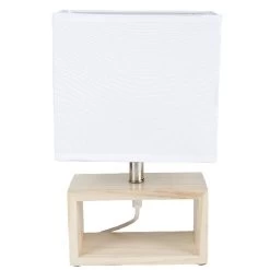Lampe Rectangulaire Blanche Socle Bois